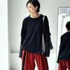 女性用TシャツMicoco T0095C文学とアートレジャーの小さな丸い襟付き繊細なビーズデザインの5分間のゆるい袖があります