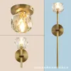 Wall Lamp Nordic Copper Simple Living Room TV Background Bedroom Bedside Staircase Modern Light Luxury Single Head Crystal