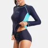 Wetsuits Drysuits Attraco Women Rash Guards Badkläder långärmad Rashguard Swim Shirts Surf Top Swimsuit Running Shirt Handing Rashguard UPF 50 J230505