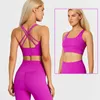 Yoga -outfit Naked Feel Yoga Set Women Fitness Sportswear 2 -delige Strappy Sports BH High Taille Gym Leggings Trainings Outfit Active Wear P230505