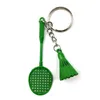 Party Favor 100st Metal Badminton Nyckelkedjor Zinklegering Färgglada ringar detaljhandelsförpackningar WB1422