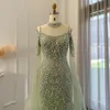 Festklänningar Sharon sa Sage Green Merraid Luxury Dubai Aftonklänning med Cape ärmar Eleganta kvinnor Purple Wedding Formal Gown SS205 230505