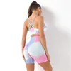 Yoga Outfit Gym Yoga Set Workout Outfits per le donne 2 pezzi senza cuciture Reggiseno sportivo Vita alta Tie Dye Yoga Leggings Pantaloncini Set Gym Set Women P230505