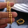 Bangle 18K Dubai African Bangles for Women with Ring Wholesale Designer Copper Gold Color Wedding Hawaiian smycken