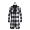 Men's Wool & Blends LUCLESAM Mid-Length Single Breasted Plaid Blend Top Coat