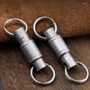 Keychains 3Pcs Quick Release Keychain Titanium Swivel Clip With Carabiner And Keyrings