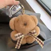 14 cm / 5,5 "Vera vera pelliccia di coniglio orso portachiavi ciondolo borsa borsa telefono auto ciondolo giocattoli per bambini