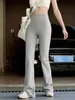 Kobiety Leggingi Spodnie do jogi kobiety swobodny trening z wysokim talią Spodnie Leggingi Sport Bootleg Pants Codzienna siłownia fitness Black/Grey 230505