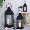 Titulares de vela Black Glass Modern Suport Modern Metal Hanging Tealight Lantern Decoracao Para Casa Dinning Table Decor DL60ZT