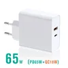 65W USB C PD Зарядное устройство тип C Адаптер быстрая зарядка для iPhone 14 13 Huawei Samsung MacBook Quick Charge3.0.