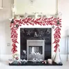 Fiori decorativi 6.39FT Ghirlanda di Natale a bacca rossa Artificiale flessibile per la decorazione del camino Inverno