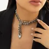 Chains Heavy Exaggeration Women Punk Belt Buckle Clavicle Link Chain Chunky Choker Necklace Thick