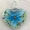 Naszyjniki wiszące biżuterię 22x37x15 mm Lampwork Glass Heart Flower Art BEAD WFH406