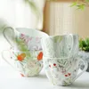 Tasses Saucers en porcelaine en porcelaine tasses thé à thé cuisine cadeaux de mariage cadeaux présentent des ustensiles de consommation de boîte cadeau emballage 400 ml