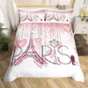 Bedding Sets Paris Eiffel Tower Duvet Capa Conjunto de aquarela Butterfly Butterfly Twin King Microfiber Romantic Comperter