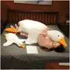 Plush Dolls Cm Nt Colorf Lying Duck Toys Soft Rabbit Fur Animal Cushion Mat Stuffed Slee Soothing Gifts J220704 Drop Delivery Animals Dhksr