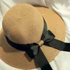 Cappelli a tesa larga Cappelli estivi da donna con fiocco Bowknot Cappello di protezione solare Cappellini Panama flosci da spiaggia casual da donna