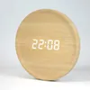 Wall Clocks Electronic Wood Led Home Decor Clock Voice Modern Design Pow Watch Mechanism Relogio Parede Gift ZB033