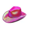 Space Cowboy Hat Neon Sparkly Glitter Shiny Caps Holograph Rave Fluorescerende Cowgirl hoeden Halloween -kostuum feestaccessoires 7 kleuren