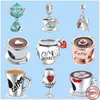 925 Серебряные чары стерлингов для ювелирных изделий для изготовления бусинок Pandora Coffee Chapot Mead Grass Bead Dangle Love Charms