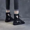 Sandálias de couro genuíno de alto teto feminino 2023 Summer Roman Lace Up Wedge Heel Non Slip