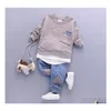 Kledingsets 2pc peuter babyjongens kleren outfit kinderjongen kinderen shirt topsadd casual kinderen met lange mouwen set katoen drop leveren dhxv9