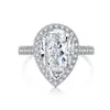 Anillo de diamante de topacio con corte de pera Plata de Ley 925 100% auténtica anillos de boda para fiesta para mujer joyería de compromiso nupcial