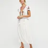 Casual Dresses Daisy Fields Boho Maxi Dress Women Long Sleeve V Neck Lace Up Sexy Ladies Red Embroidery Gypsy Hippie 2023