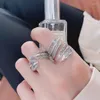 Anelli a grappolo 698FJ 699FJ ZFSILVER Argento S925 Fashion Trendy Regolabile Retro Classic Luxury Feather Ring per uomo Donna Wedding Party