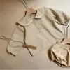 Kledingsets Spring Peuter Babykleding Navy Stijl Korte mouw T-shirt Shorts Outfits Kids Boy Girl Tops Baby Clothing Set 0-2y 230505