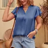 Blouses pour femmes femmes 2023 été mode chemise en mousseline de soie col en V pétales à manches courtes cordon gilet femmes manches haut en tricot