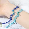 Strand Vintage Dragonfly Blue Nylon Thread Flätade armband Kvinnor Män justerbara par Armelettbangles Chain Pulsera smycken gåva