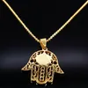Pendant Necklaces Hamsa Jesus Stainless Steel Chain Men Gold Color Statement Necklace Jewelery For Masculino Feminino N166263B