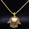 Hangende kettingen Hamsa Jezus roestvrijstalen ketting mannen goud kleurstatement ketting sieraden voor masculino feminino n166263b