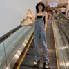 Damen Jeans Y2k Retro Dunkelblauer Overall für Damen Korean Fashion Denim Strampler Overall Sommer Lose Größe High Street Baggy Hose