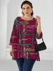 Women's Plus Size TShirt 5XL Top Sping Autumn Multicolor Plaid Print Elegant Blusa Blouse Feminina Big Women Clothes 230504