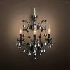 Vägglampa utsökt stil timmer hus kristall sconce dekor leder klar rök ljuskrona vintage rustik svart foajé ljus fixtur