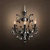 Wandlampe Exquisiter Stil Blockhaus Kristall Wandleuchte Dekor LED Klarer Rauch Kronleuchter Vintage Rustikale Schwarze Foyer Leuchte