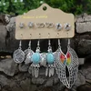 Bohem Earrigs Set 6 FAARS Vintage Etnik Aşk Baykuş Yaprağı Düğün Suyu Damla Dangle Küpeler Kadınlar için Boho Moda Takı