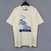 Men's T-Shirts Leopard Print RHUDE T Shirt 2022 Men Women Rhude T-Shirt High Quality Streetwear Cotton Tops Tee