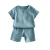 Set di abbigliamento Neonati Bambini Vestiti per ragazze SET RAGAZZO Estate Bambino ragazzo Maglietta in cotone Pantaloncini Lino Abbigliamento per bambini Completi Abiti da 1 a 8 anni 230504