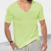 Men's T Shirts 2023 Men Sexy V Neck Knit T-Shirt Casual Slim Pullover Tops Short Sleeve Tee Shirt Men's Clothing Breathable T-Shirts
