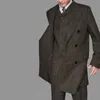 Abiti da uomo Blazer Moda Abiti da uomo Abito in tre pezzi di tweed Giacca da lavoro vintage in tweed Gilet e pantaloni Smoking da sposa personalizzati Novità in inverno 230505