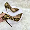 Dress Shoes Female Leopard Print High Heel Pumps Ladies 8cm 10cm 12cm Suede Pointed Sexy Ball Wedding