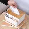 Taschentuchboxen Servietten Kunststoff Taschentuchbox Holzdeckel Tischpapier Fernbedienung Telefon Aufbewahrungsbox für Wohnzimmer Desktop Papierhandtuchkasten Organizer Z0505