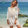 Kadın Mayo Beachsissi Renkli Örgü Örtü Bikini Kadın Mayo Dantel Up Kimono 2023 Plaj Elbise Banyo Takım Plaj Giyim Tunik Robe T230505