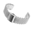 Uhrenarmbänder 22 mm Silber Mesh Edelstahlarmband Versteckte Schmetterlingsschnalle Männer Frauen Uhrenarmband Mode Ersatzarmband