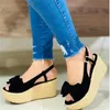 Sandals Summer Wedges Mulher 2023 Fashion Bow Outdoor Casual Sandal Party Beach Sapatos Big Size 43