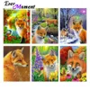 Stitch Ever Moment Diamond Målning Animal Fox Full Square Harts Drill Handgjorda dekoration Färg av Diamond Artwork Gift Sats ASF2258