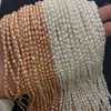 Beads 1Strand White Pink Pearls Rice Shape Natural Freshwater For Charms Jewelry DIY Bracelet Necklace Anklet Length 38cm